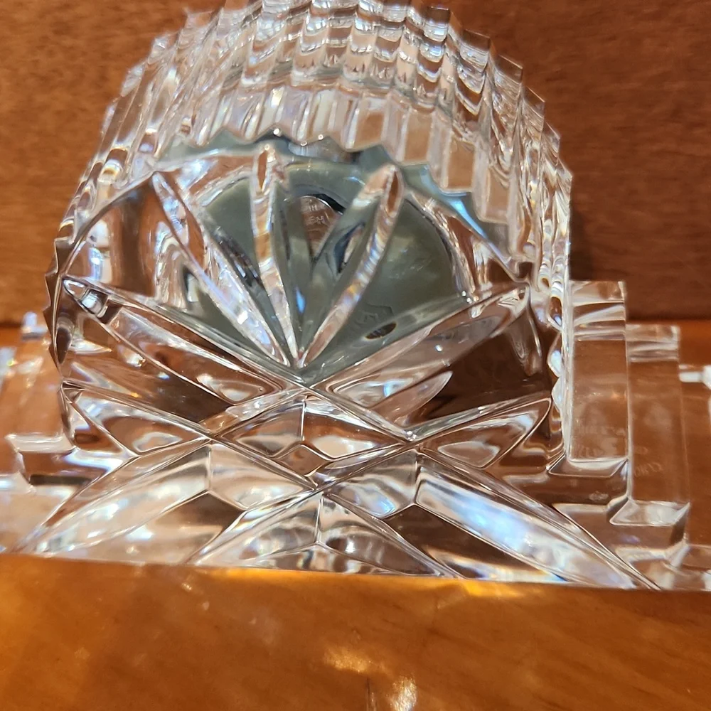 Waterford Clear Crystal Mantel Clock with Gold Trim